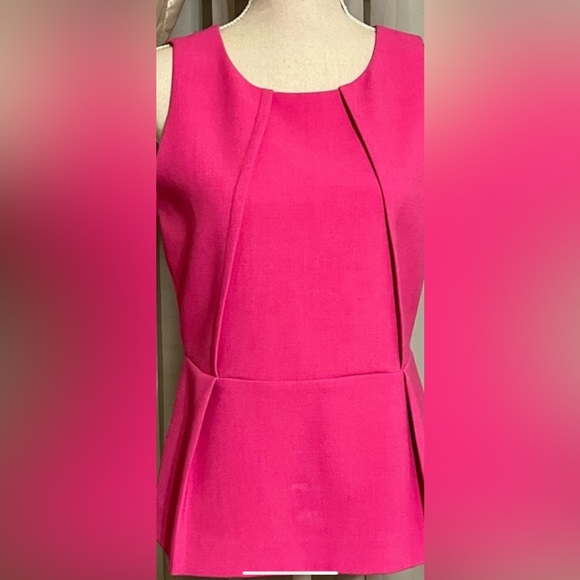 NWT 🌸 Michael Kors Hot Neon Barbicore Barbie 💕 Pink Peplum Flare Hem Top Sz 2 - Picture 8 of 16